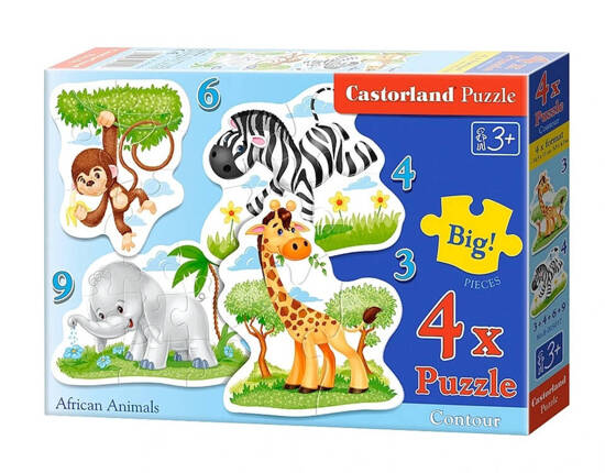 Puzzle 4in1 3,4,6,9 pieces African Animals