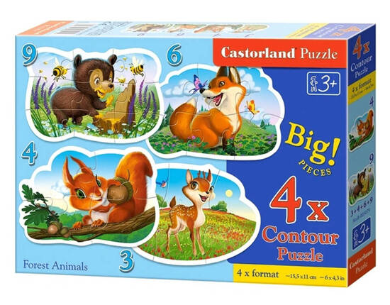 Puzzle 4in1 3,4,6,9 pieces Forest Animals