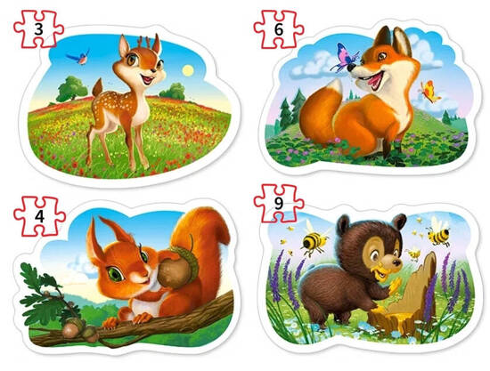 Puzzle 4in1 3,4,6,9 pieces Forest Animals