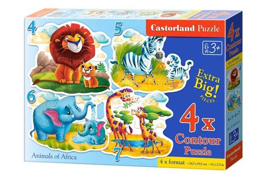 Puzzle 4in1 4,5,6,7-pieces Animals of Africa