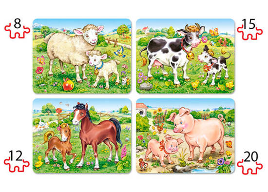 Puzzle 4in1 8,12,15,20-piece Animal Moms and Babies