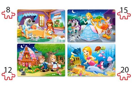 Puzzle 4in1 8,12,15,20-piece Beautiful Fairy Tales