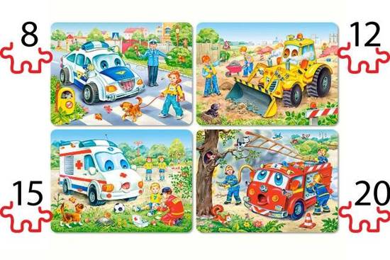 Puzzle 4in1 8,12,15,20-piece Funny Vehicles