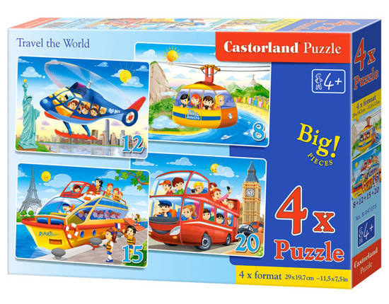Puzzle 4in1 8,12,15,20-pieces Travel the World