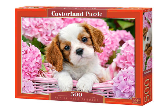 Puzzle 500 pcs. Pup in Pink Flowers
