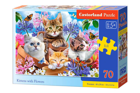 Puzzle 70 pcs. Kittens with Flowers