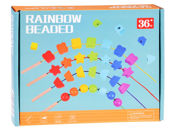 Rainbow beads wooden blocks for threading 39 pieces ZA4690