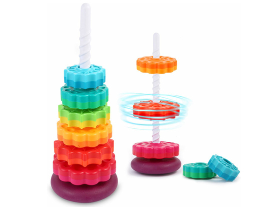 Rainbow spiral tower for stacking sensory toy for children ZA5286