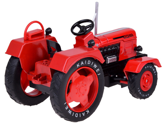 Red Metal Tractor with Trailer Swivel Rubber Wheels 1:18 ZA5202