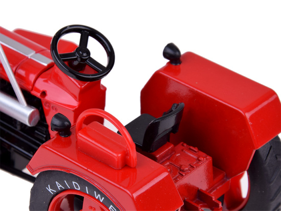 Red Metal Tractor with Trailer Swivel Rubber Wheels 1:18 ZA5202