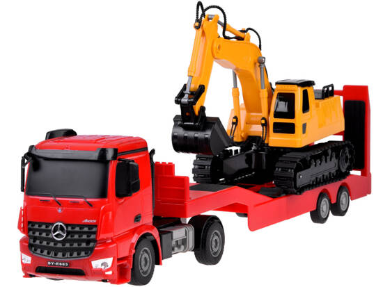 Remote control set Mercedes Truck + Trailer Excavator scale 1:26 RC0693