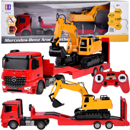 Remote control set Mercedes Truck + Trailer Excavator scale 1:26 RC0693