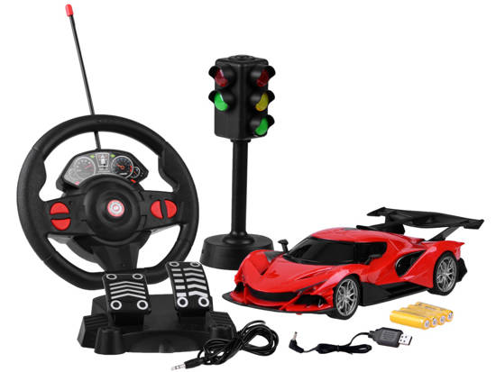 Remote controlled SPORT car + steering wheel + signaling RC0589 CZ