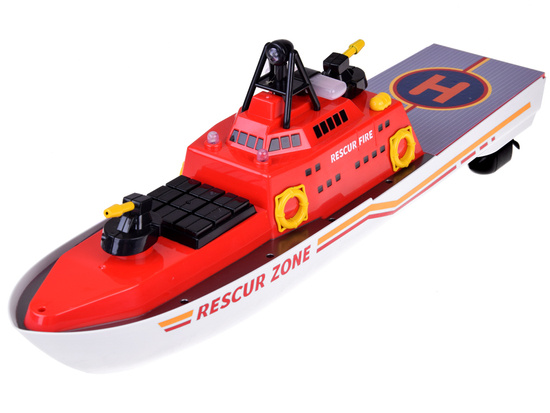 Remotely controlled large firefighting boat floats, shoots water, lights up RC0640