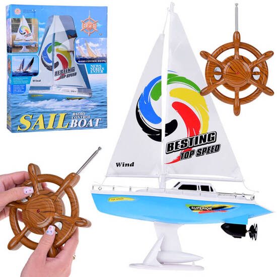 Remotely controlled sailing yacht Sailboat with remote control steering wheel RC0639