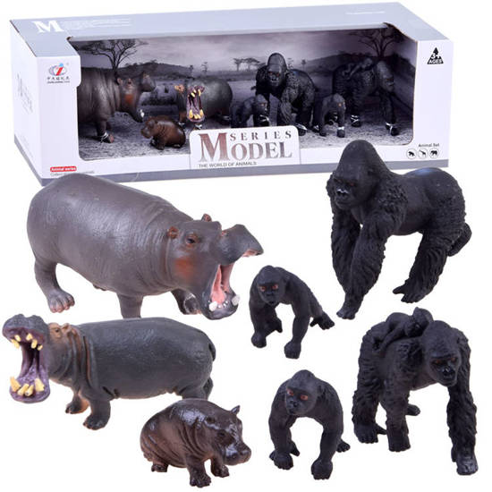 SAFARI ANIMALS SERIES Gorilla + hippopotamus figurine set ZA2987 COLLECTION