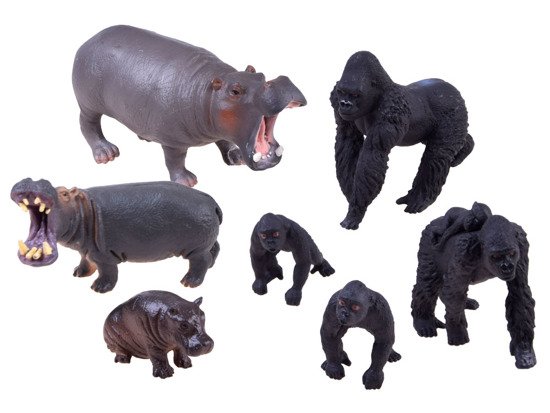 SAFARI ANIMALS SERIES Gorilla + hippopotamus figurine set ZA2987 COLLECTION