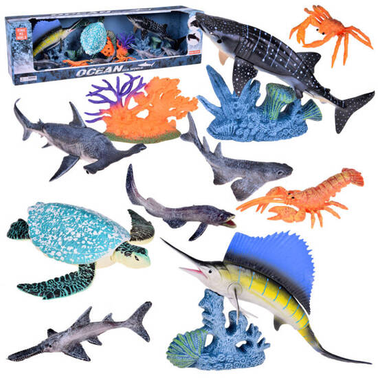 SERIES SEA ANIMALS Set of figures turtle lobster sawfish crab ZA5174