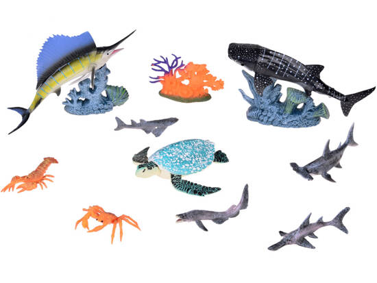 SERIES SEA ANIMALS Set of figures turtle lobster sawfish crab ZA5174