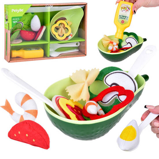 Salad set avocado bowl vegetables cutlery ZA5243