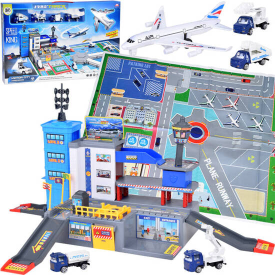 Set Airport Parking Plane Cars + Mat ZA5395