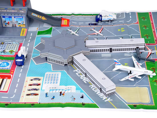 Set Airport Parking Plane Cars + Mat ZA5395