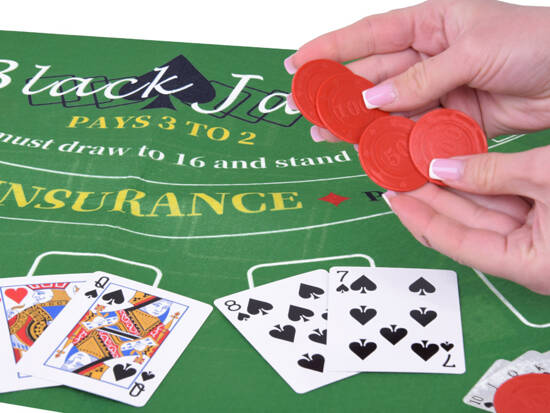 Set Card Game 2in1 Poker and BlackJack Chips + Cards + Board GR0706