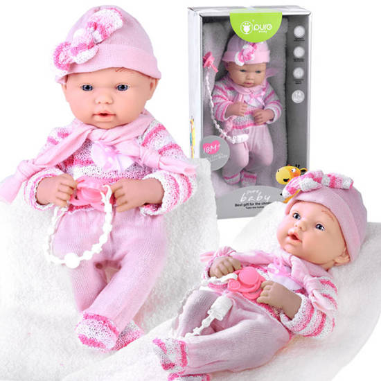 Set Pink BOBAS Girl Doll Pacifier on Chain + Blanket ZA4353