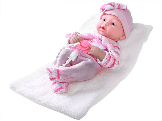 Set Pink BOBAS Girl Doll Pacifier on Chain + Blanket ZA4353