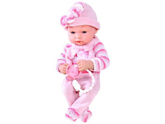 Set Pink BOBAS Girl Doll Pacifier on Chain + Blanket ZA4353