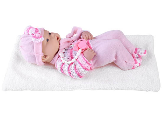 Set Pink BOBAS Girl Doll Pacifier on Chain + Blanket ZA4353