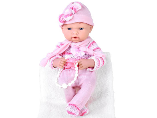 Set Pink BOBAS Girl Doll Pacifier on Chain + Blanket ZA4353