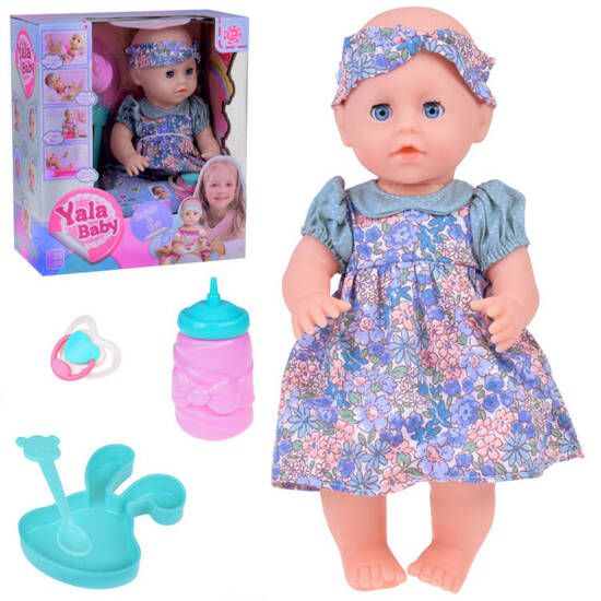 Set Rubber Baby Doll + accessories + drinks + pees + moves eyes ZA5154