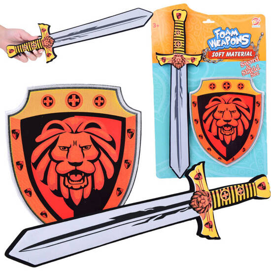 Set for Knight Foam Shield Foam Sword Lion Emblem ZA5316