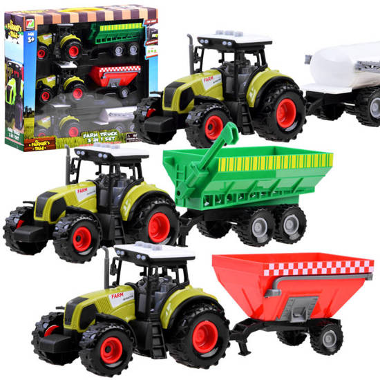 Set of 3 x Tractor with a trailer for a farmer ZA3908