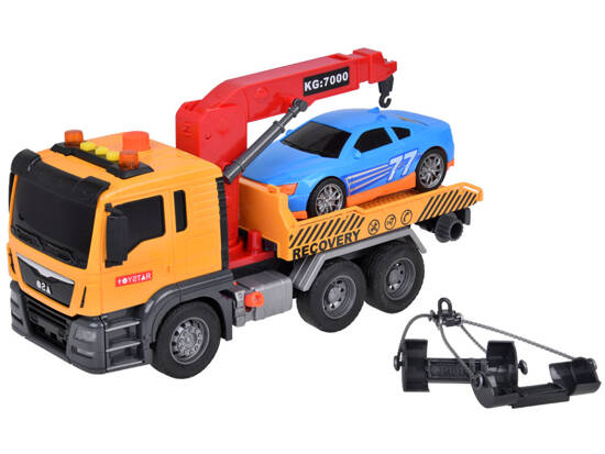 Set of Tow Truck + Car Light Sound SUPER mobile HDS crane ZA5408