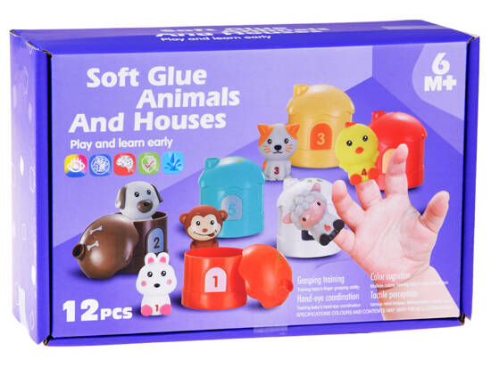 Set of animals Rubber animals, puppets in a house with numbers, 6 pcs ZA4680