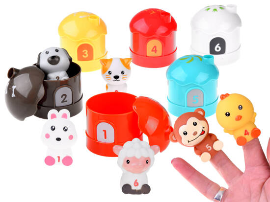 Set of animals Rubber animals, puppets in a house with numbers, 6 pcs ZA4680