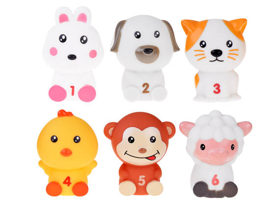 Set of animals Rubber animals, puppets in a house with numbers, 6 pcs ZA4680