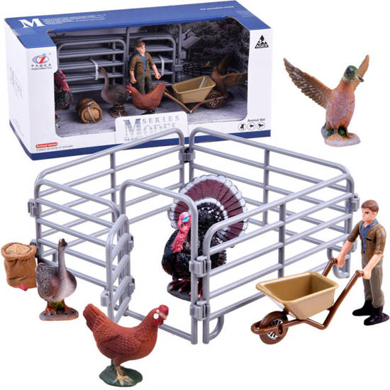 Set of animals, figurines, farm turkey and rooster ZA2989