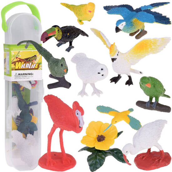 Set of colorful figurines Birds exotic animals 10 pcs ZA5295