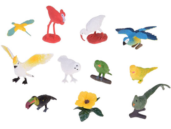 Set of colorful figurines Birds exotic animals 10 pcs ZA5295