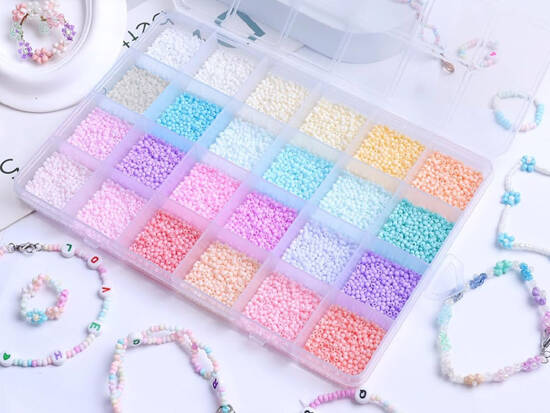 Set of pastel Friendship Bracelet Beads 24 colors ZA5336