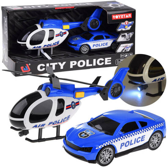 Set of police vehicles auto helicopter sound light ZA4626