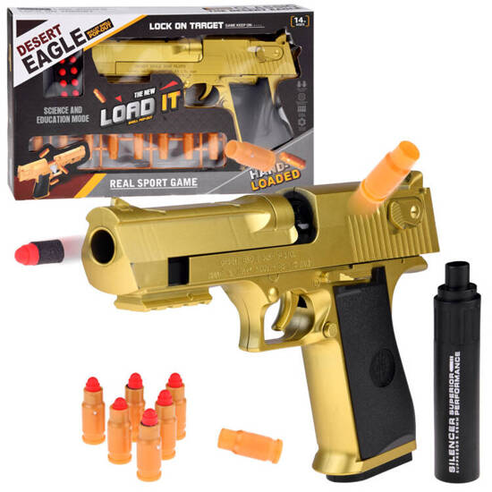 Shooting gun with foam cartridges and silencer for children ZA4817