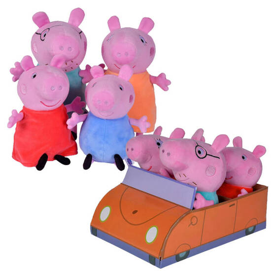 Simba Mascot set Peppa Pig George Mom Dad Pig in the car ZA5436