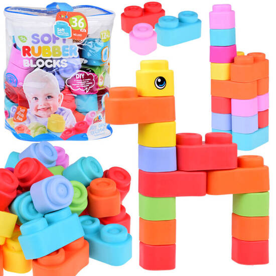 Soft rubber blocks 36 pieces colorful for toddlers ZA5367