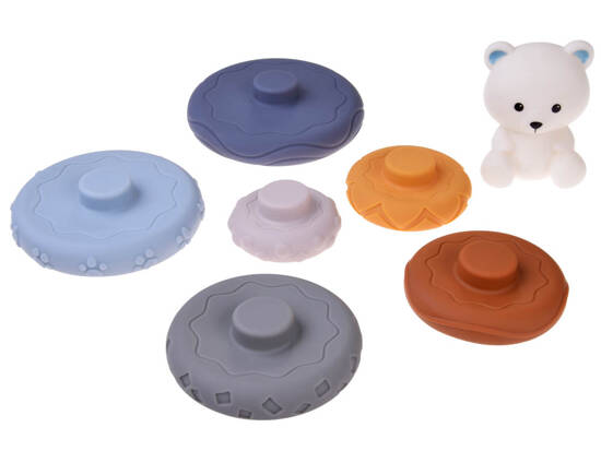 Soft rubber sensory blocks, pyramid puzzle with a teddy bear ZA4819