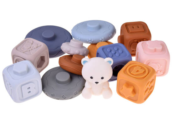 Soft rubber sensory blocks, pyramid puzzle with a teddy bear ZA4819