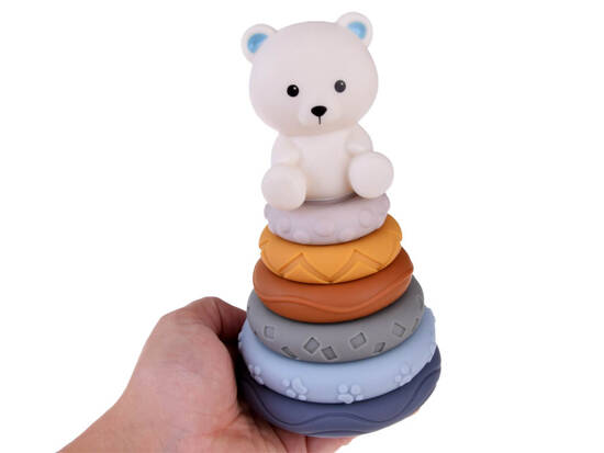 Soft rubber sensory blocks, pyramid puzzle with a teddy bear ZA4819